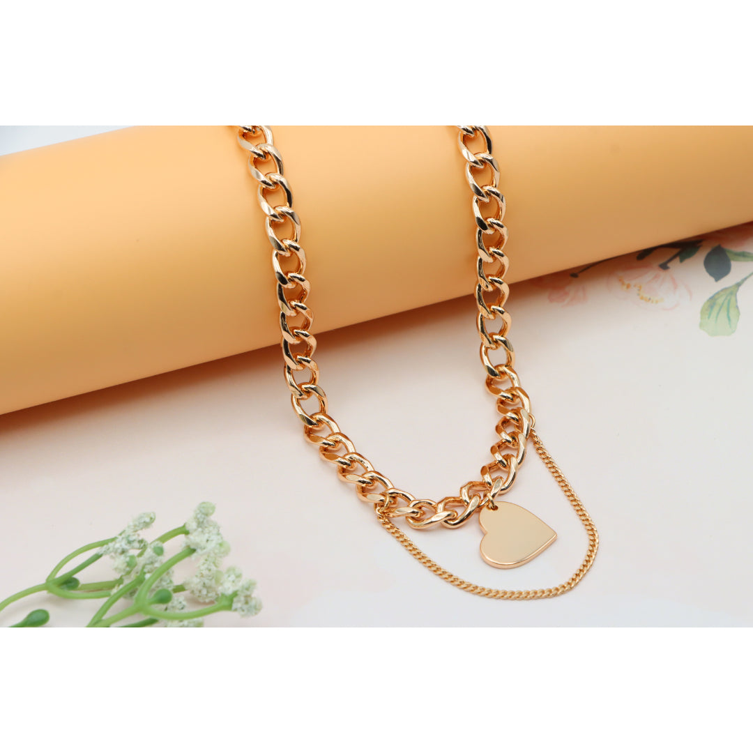 Chunky Heart Pendant Rose Gold Necklace, XPNL0254 (2026-4)
