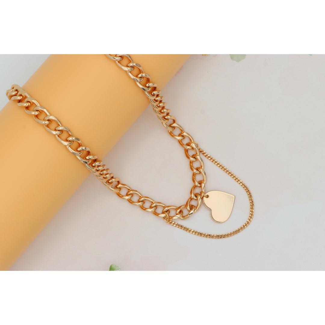 Chunky Heart Pendant Rose Gold Necklace, XPNL0254 (2026-4)