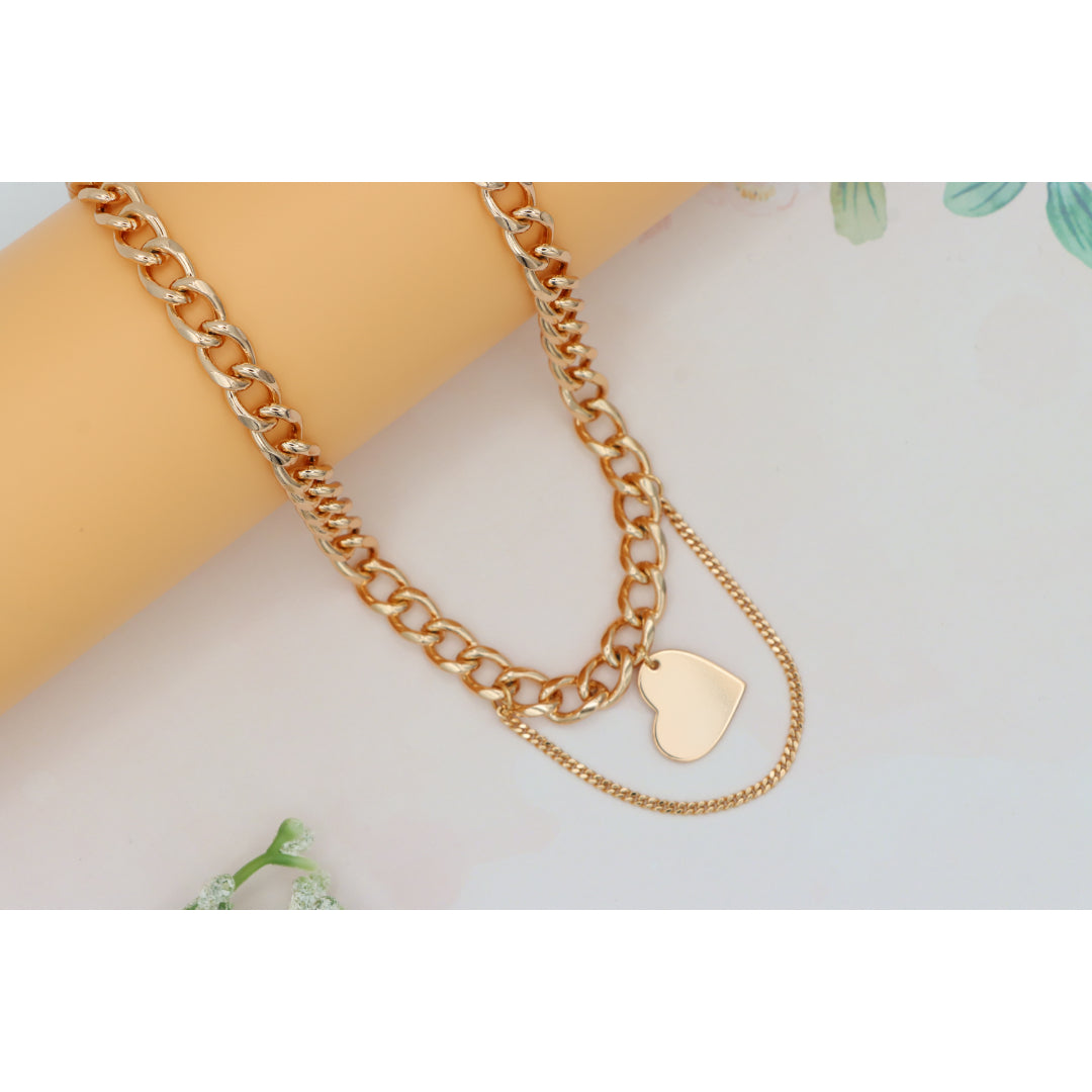 Chunky Heart Pendant Rose Gold Necklace, XPNL0254 (2026-4)