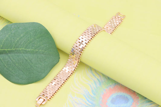 Elegant Wide Link Rose Gold Bracelet with Beaded Edge, XPBL1112 (2112-1)