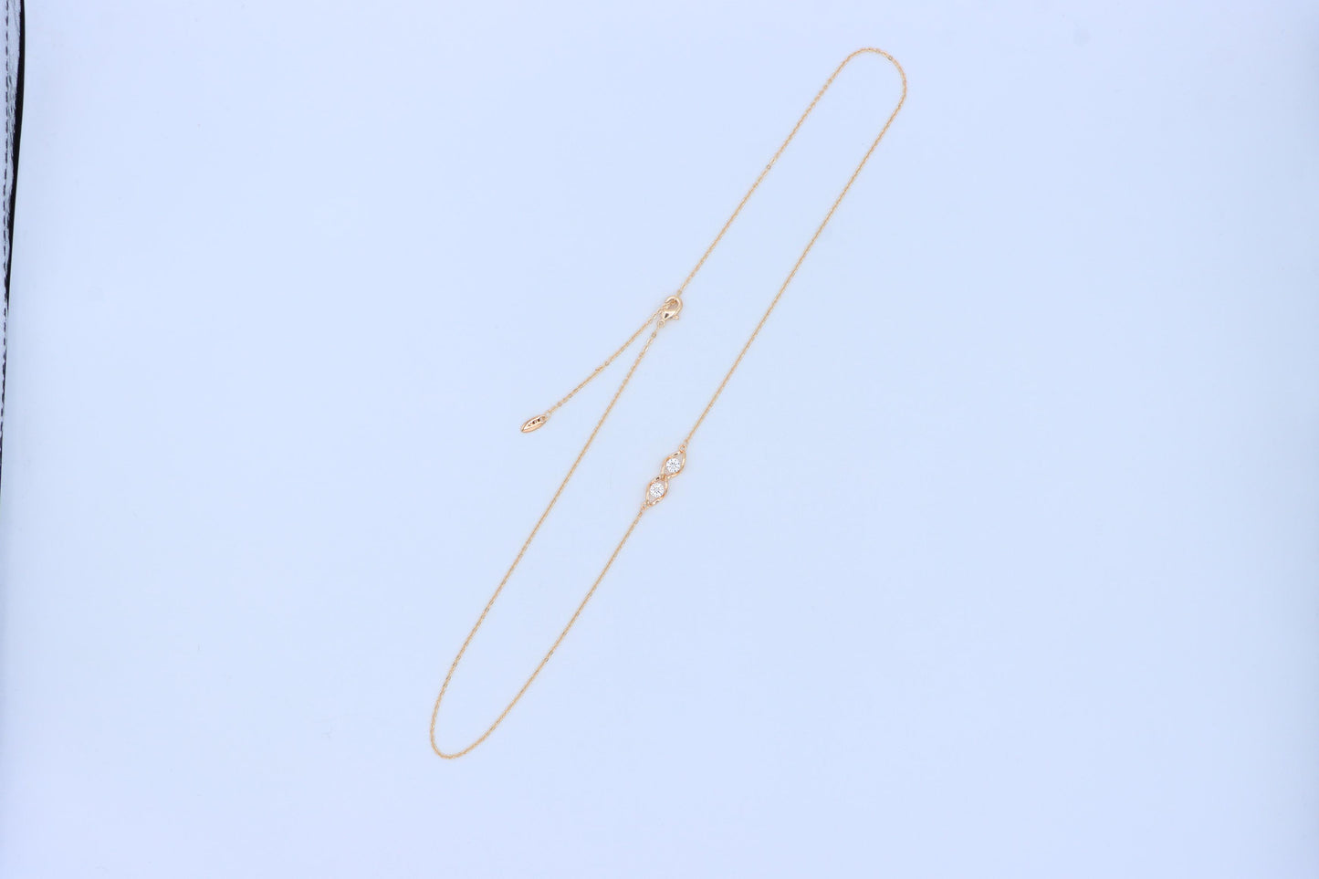 Rose Gold Necklace with Twin Stone Leaf Pendant, Elegant Design, XPNL1874 (2158-7)