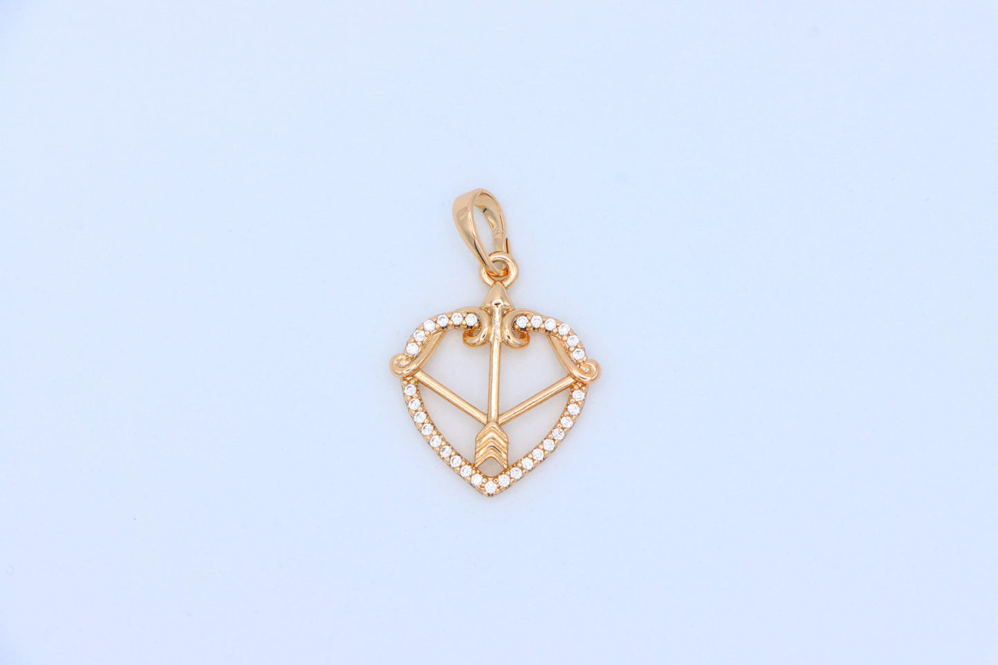 Elegant Rose Gold Heart Arrow Pendant with Sparkling Accents, XPPT1407 (2135-6)