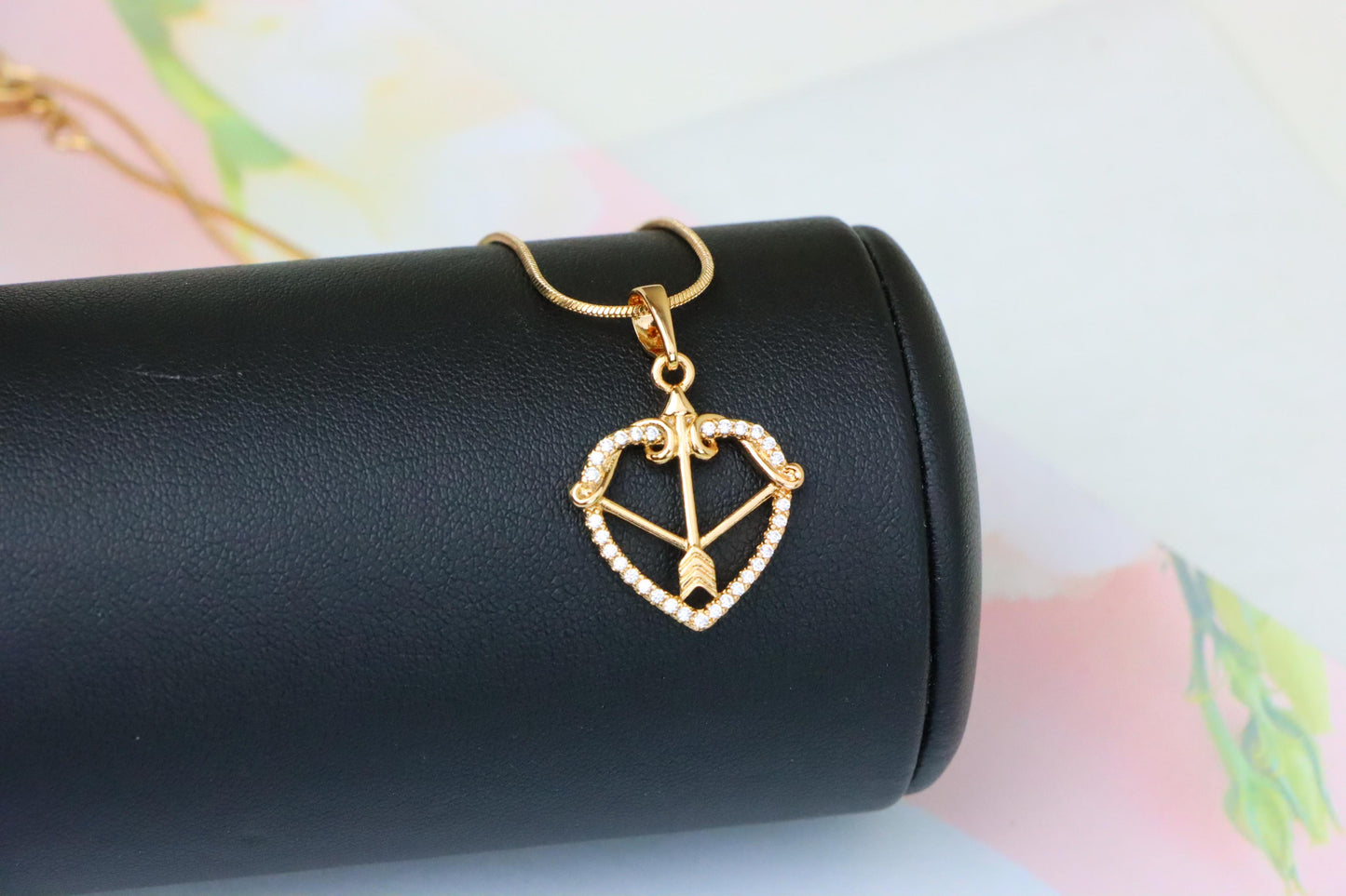 Elegant Rose Gold Heart Arrow Pendant with Sparkling Accents, XPPT1407 (2135-6)