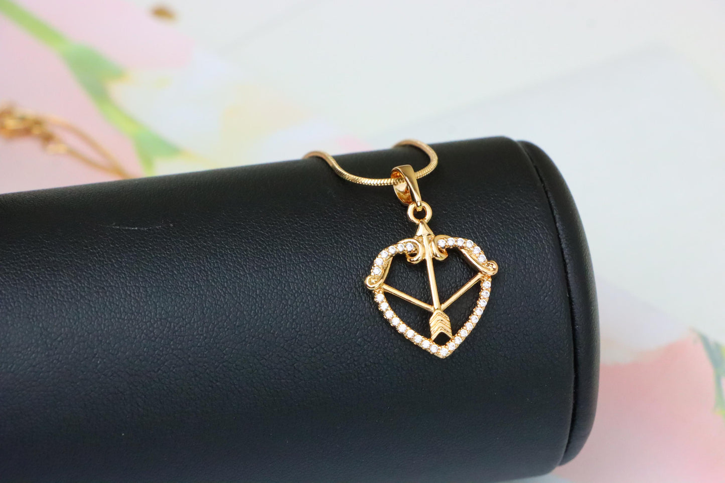 Elegant Rose Gold Heart Arrow Pendant with Sparkling Accents, XPPT1407 (2135-6)