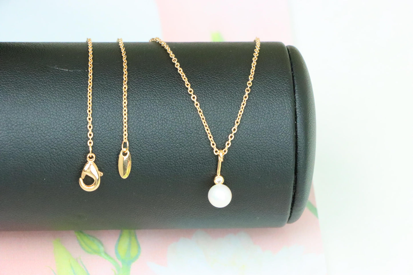 Elegant Rose Gold Necklace with Pearl Drop and Adjustable Chain, XPNL1875 (2158-8)