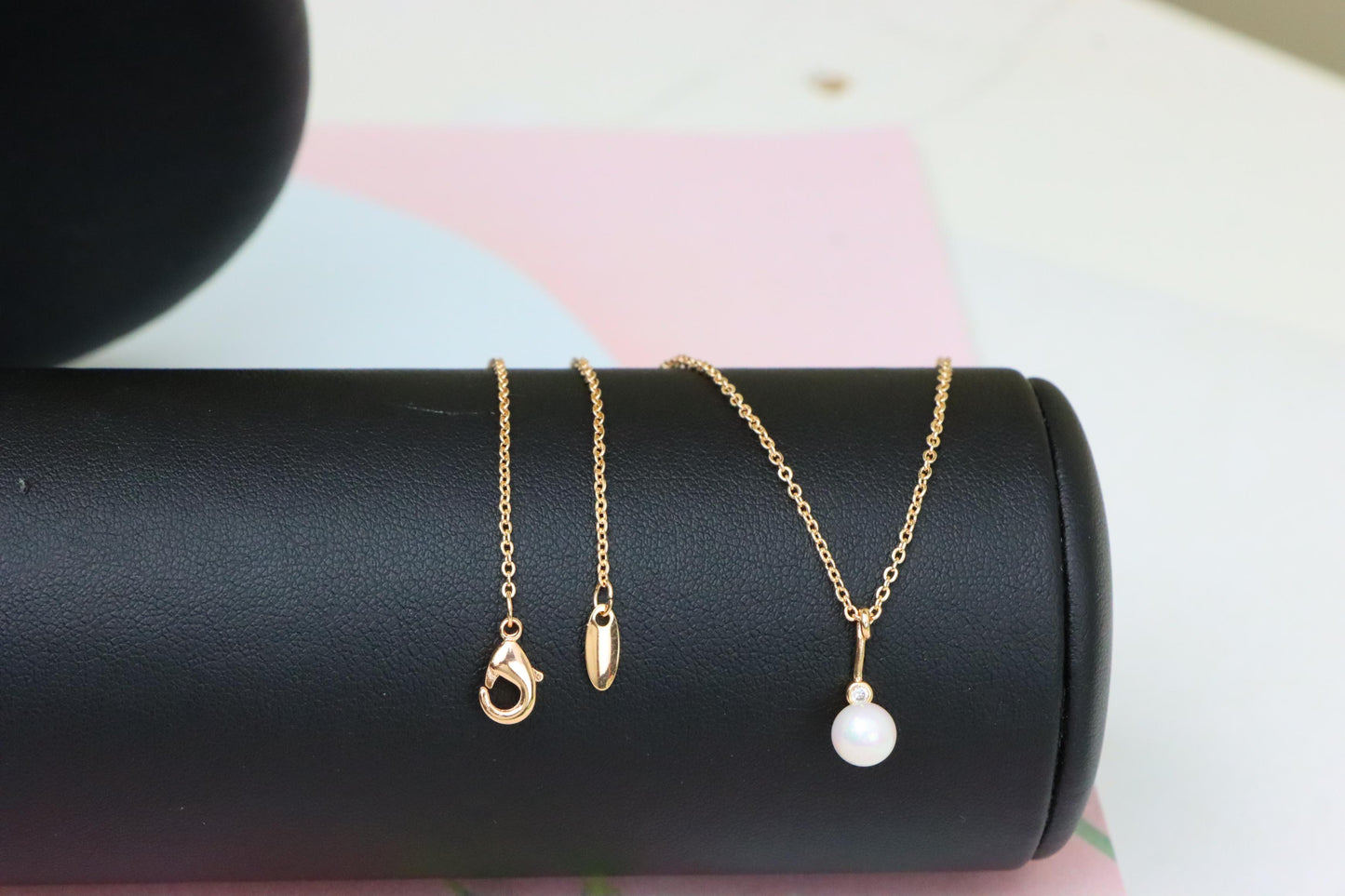 Elegant Rose Gold Necklace with Pearl Drop and Adjustable Chain, XPNL1875 (2158-8)