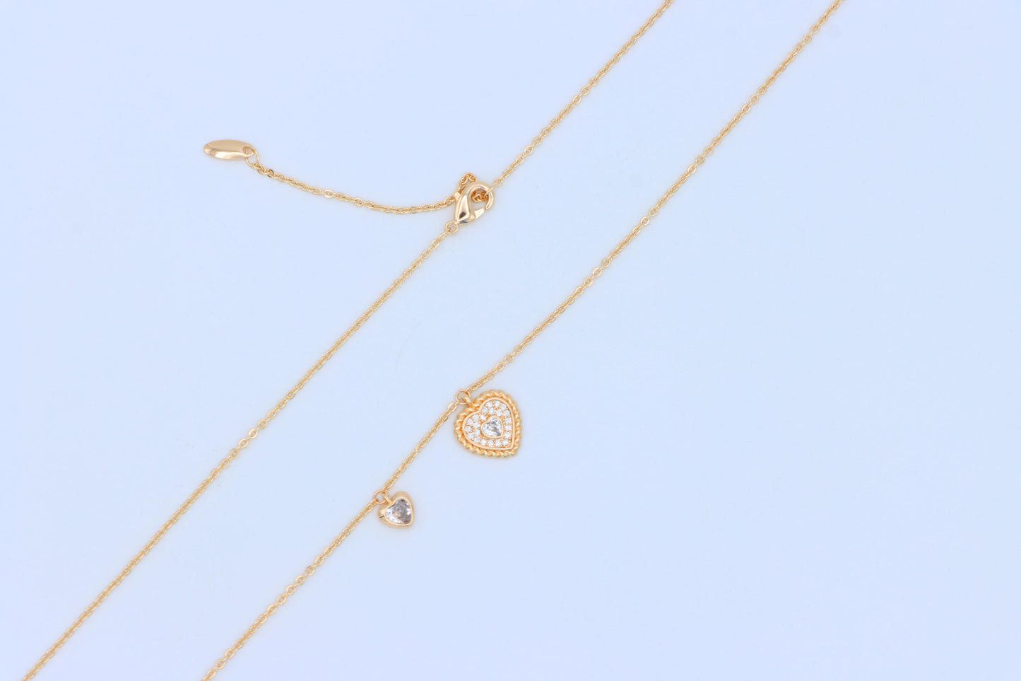 Rose Gold Heart Pendant Necklace with Dual Charm, Elegant Design, XPNL1877 (2158-10)