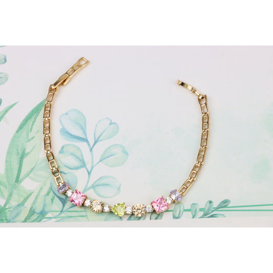 Elegant Multicolor Rose Gold Bracelet with Designer Gem Accents, XPBL0731 (2073-10)