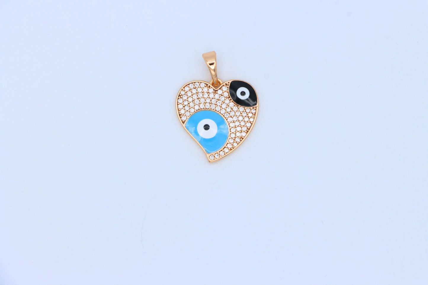 Heart Evil Eye Rose Gold Pendant with Crystal Pave Design, XPPT1411 (2135-10)