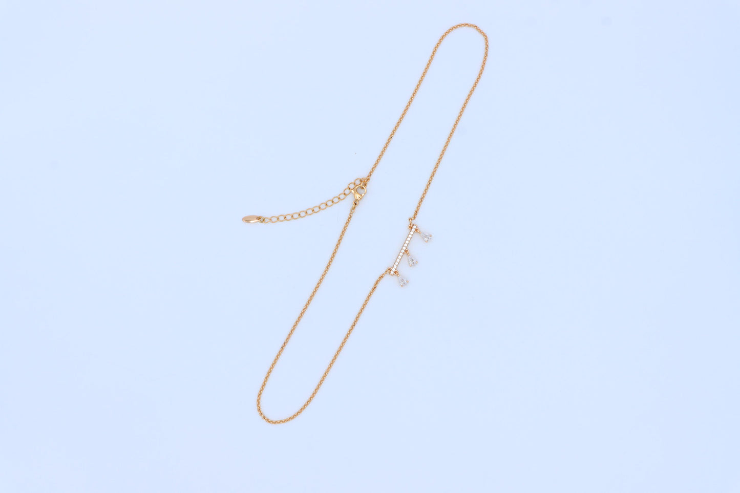 Elegant Rose Gold Necklace with Three Dangling Teardrop Charms, XPNL1878 (2159-1)
