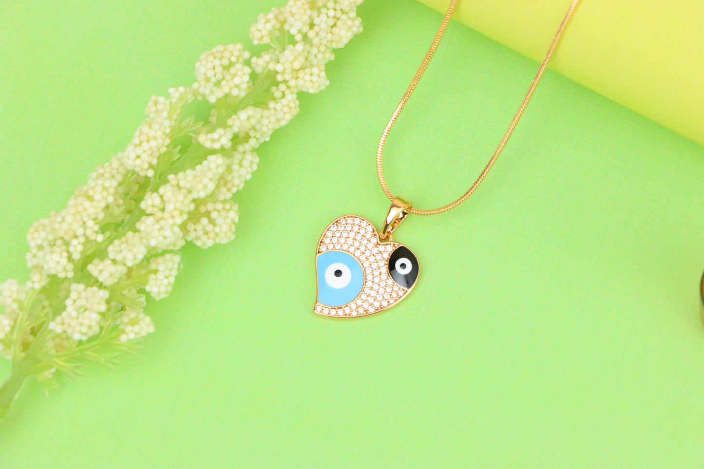 Heart Evil Eye Rose Gold Pendant with Crystal Pave Design, XPPT1411 (2135-10)