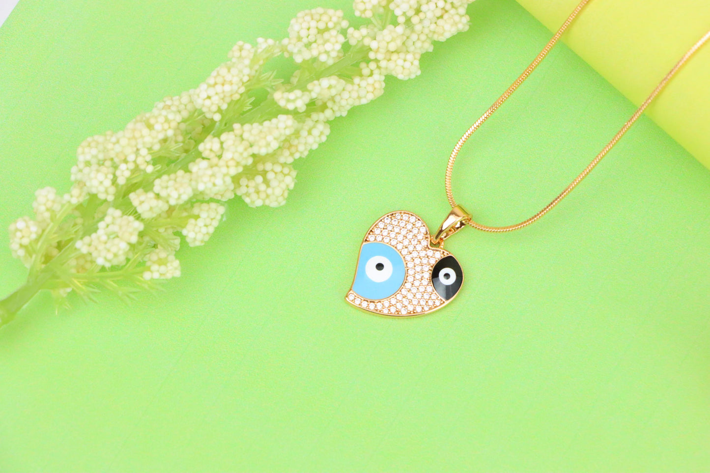 Heart Evil Eye Rose Gold Pendant with Crystal Pave Design, XPPT1411 (2135-10)