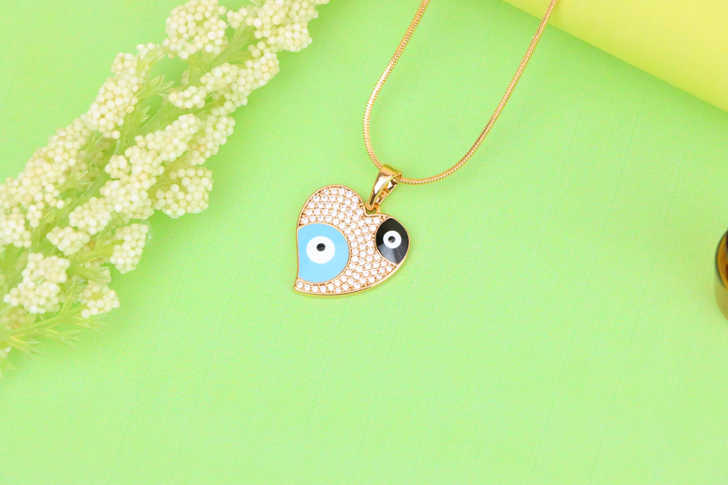 Heart Evil Eye Rose Gold Pendant with Crystal Pave Design, XPPT1411 (2135-10)