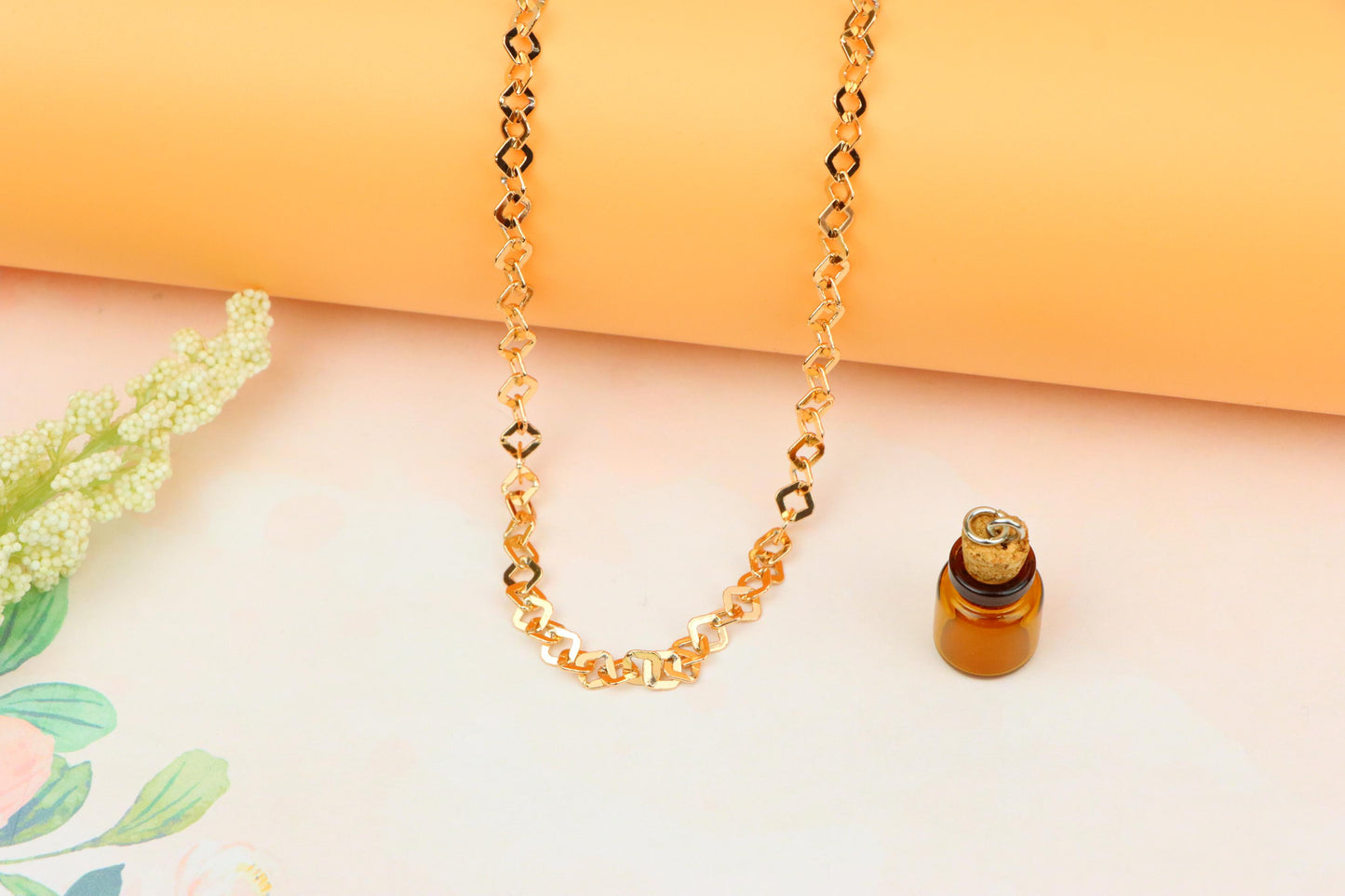 Chunky Rose Gold Geometric Chain Necklace with Bold Modern Look, XPNL1879 (2159-2)