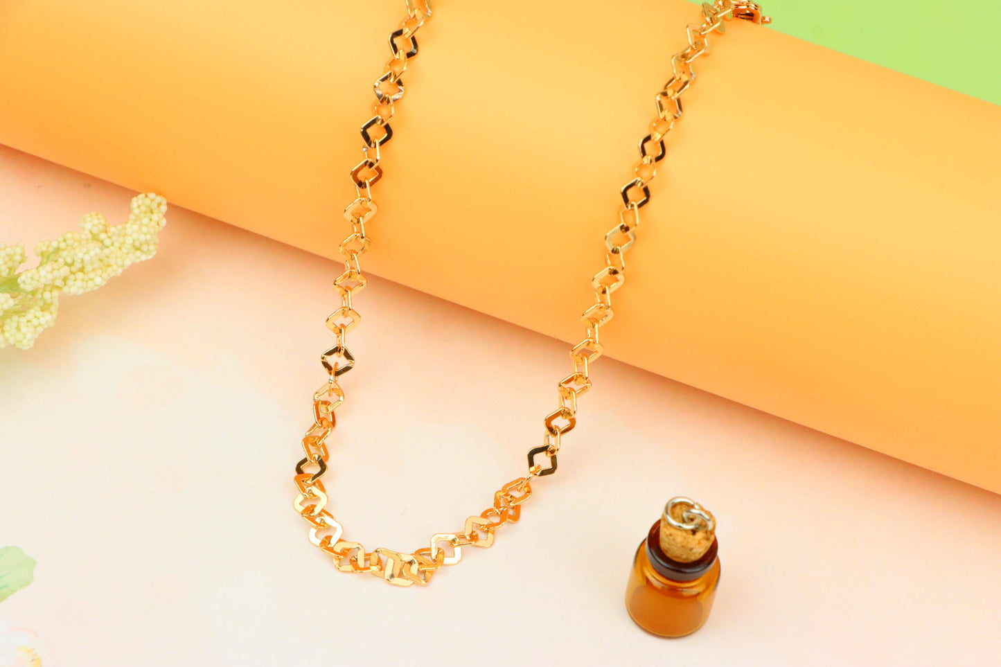 Chunky Rose Gold Geometric Chain Necklace with Bold Modern Look, XPNL1879 (2159-2)