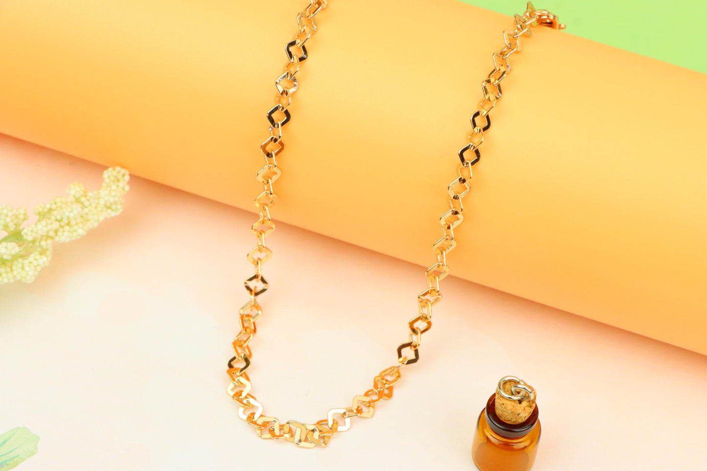 Chunky Rose Gold Geometric Chain Necklace with Bold Modern Look, XPNL1879 (2159-2)