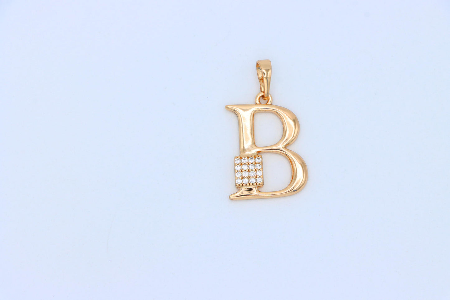 Rose Gold Letter B Pendant with Crystal Accent, XPPT1413 (2136-1)