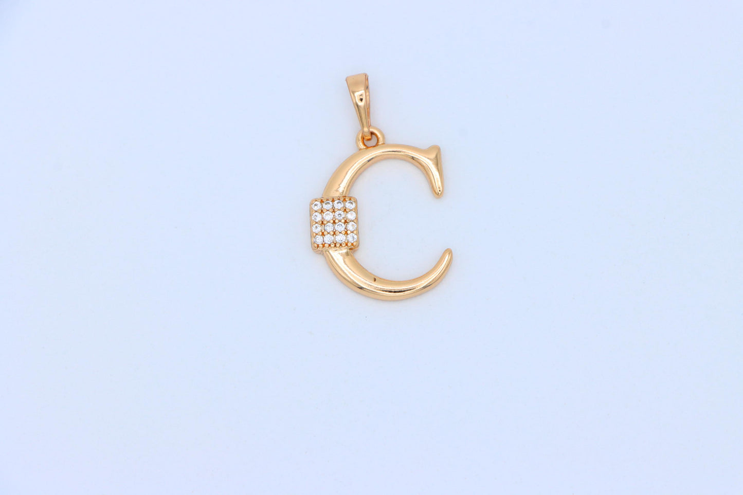 Elegant Rose Gold Plated C Letter Pendant with Sparkling Accents, XPPT1414 (2136-1)