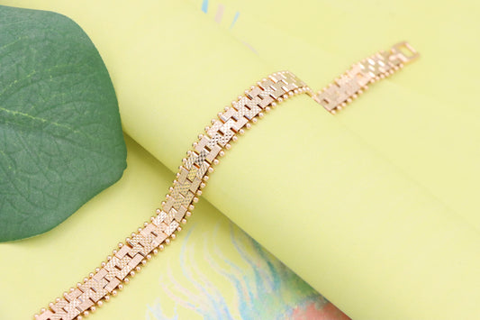 Elegant Rose Gold Wide Bracelet with Beaded Edge, XPBL1119 (2112-8)
