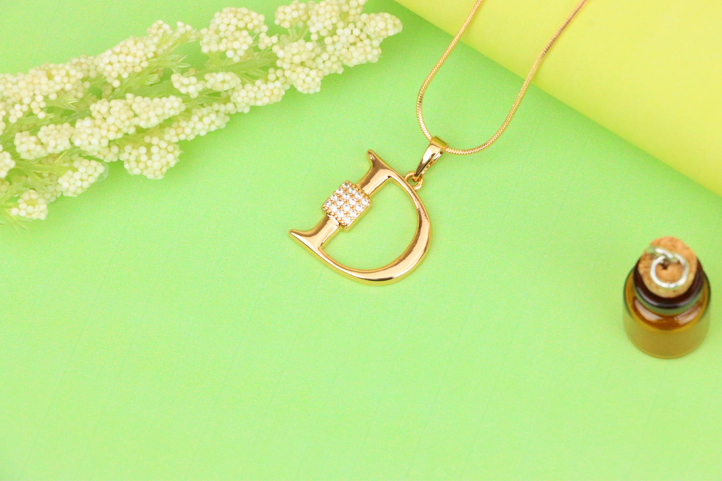 Rose Gold Plated D Initial Pendant with Sparkling Crystal Detail, XPPT1415 (2136-1)