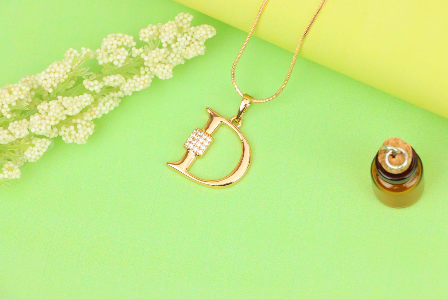 Rose Gold Plated D Initial Pendant with Sparkling Crystal Detail, XPPT1415 (2136-1)