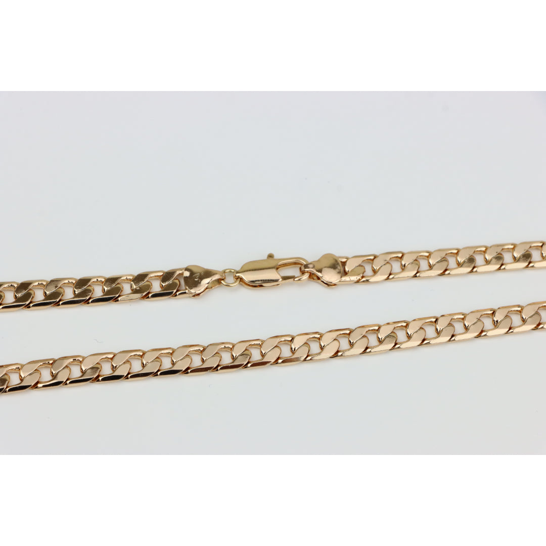 Bold Rose Gold Plated Flat Curb Chain Necklace for Women & Men, XPNL0266 (2027-6)