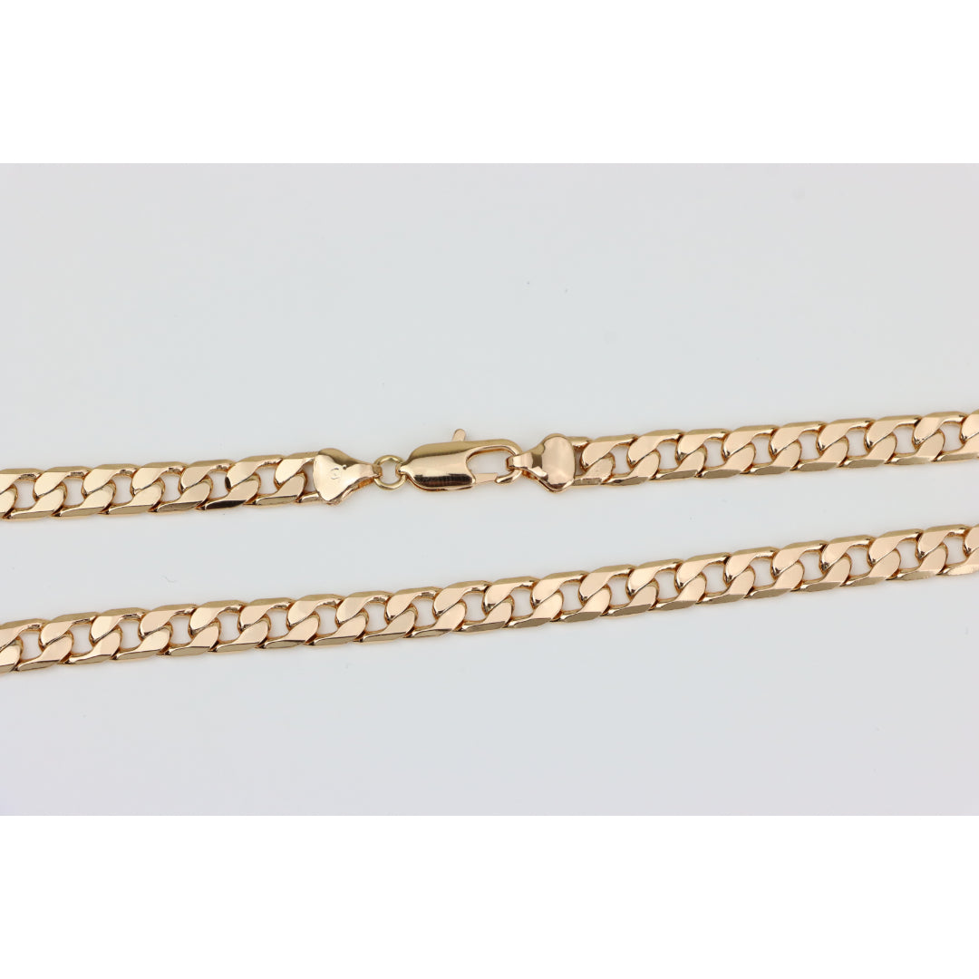 Bold Rose Gold Plated Flat Curb Chain Necklace for Women & Men, XPNL0266 (2027-6)