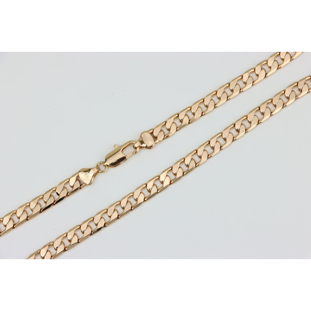 Bold Rose Gold Plated Flat Curb Chain Necklace for Women & Men, XPNL0266 (2027-6)