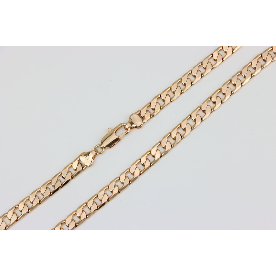 Bold Rose Gold Plated Flat Curb Chain Necklace for Women & Men, XPNL0266 (2027-6)