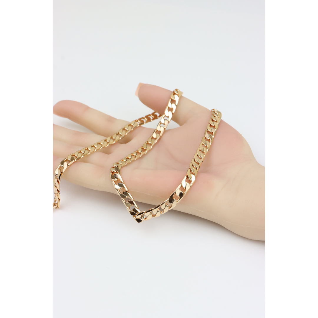 Bold Rose Gold Plated Flat Curb Chain Necklace for Women & Men, XPNL0266 (2027-6)