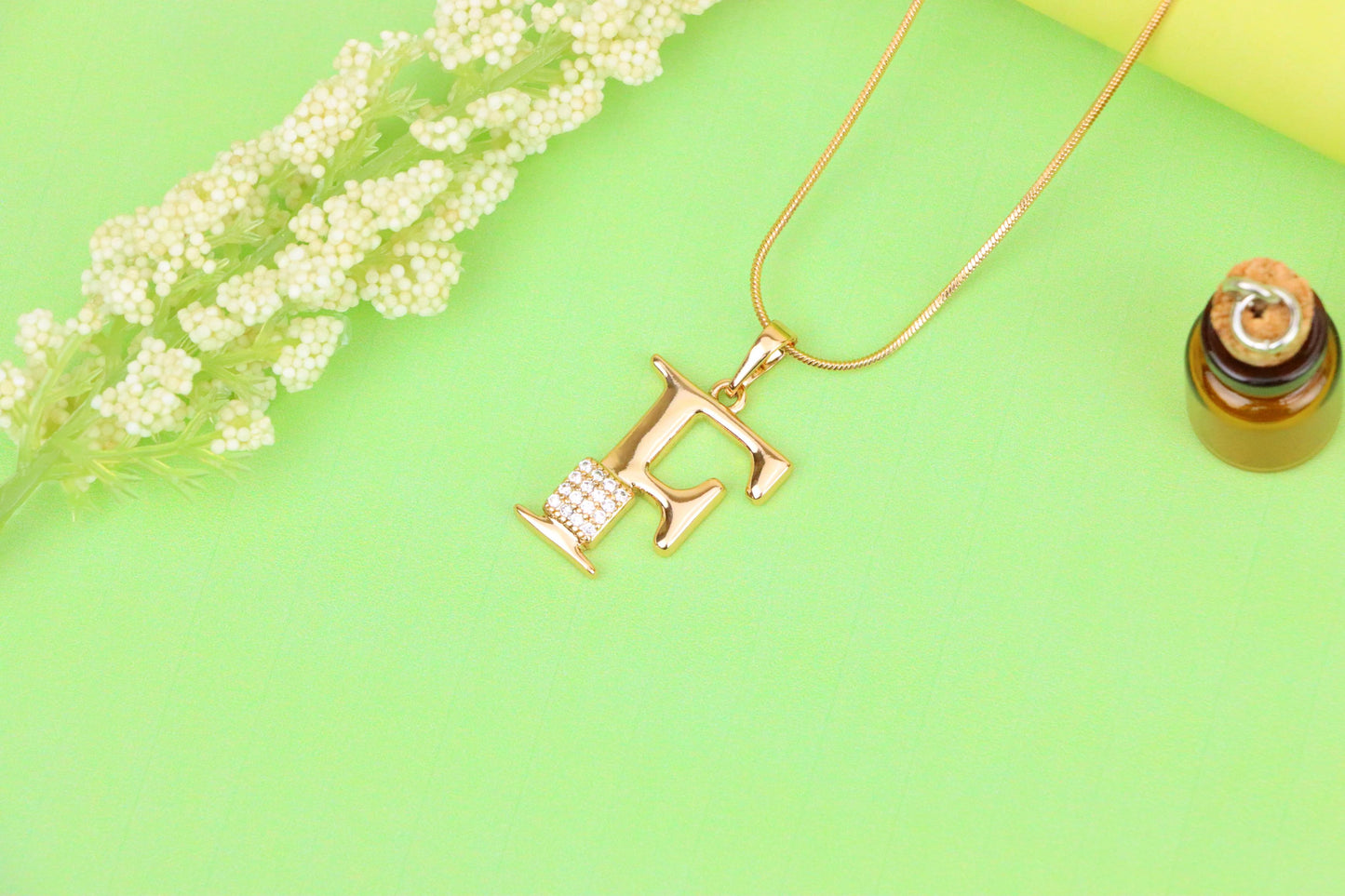 Rose Gold F Initial Pendant with Crystal Accents for Women & Girls, XPPT1417 (2136-1)