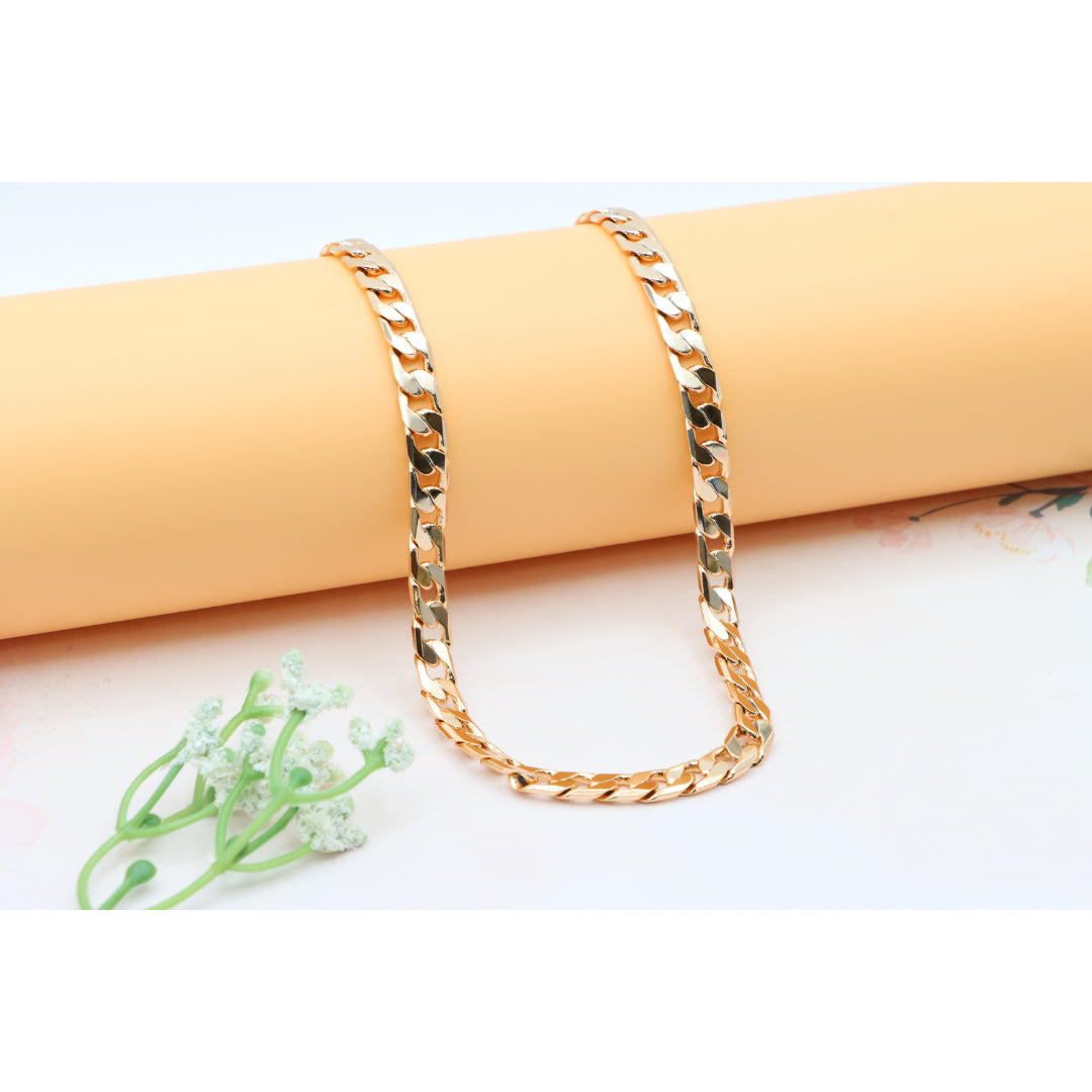 Bold Rose Gold Plated Flat Curb Chain Necklace for Women & Men, XPNL0266 (2027-6)