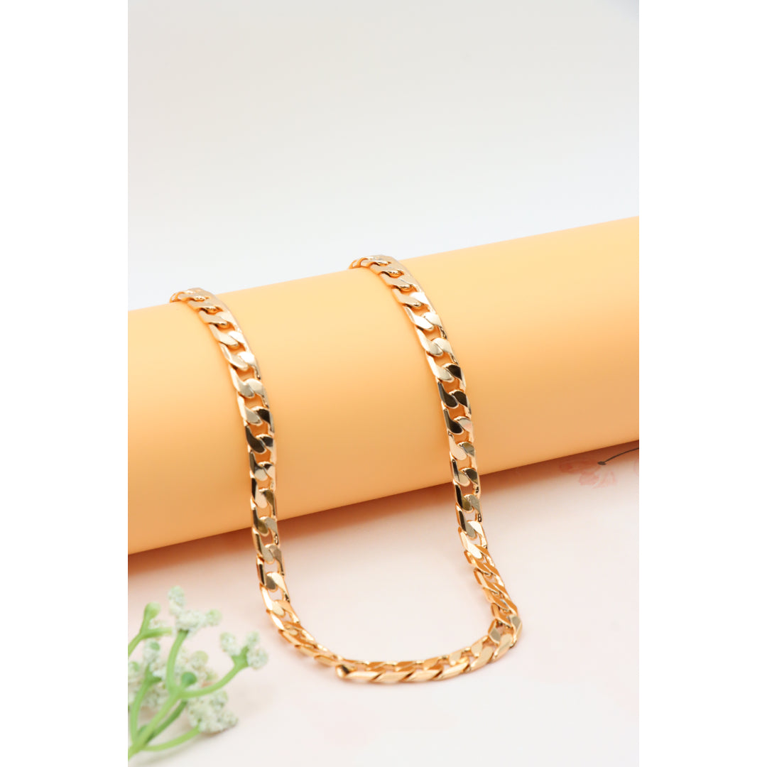 Bold Rose Gold Plated Flat Curb Chain Necklace for Women & Men, XPNL0266 (2027-6)