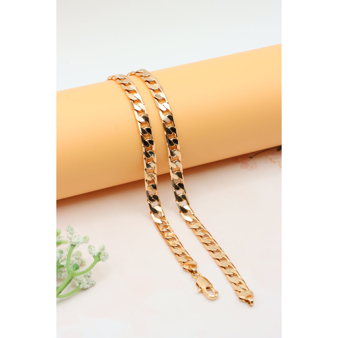 Bold Rose Gold Plated Flat Curb Chain Necklace for Women & Men, XPNL0266 (2027-6)