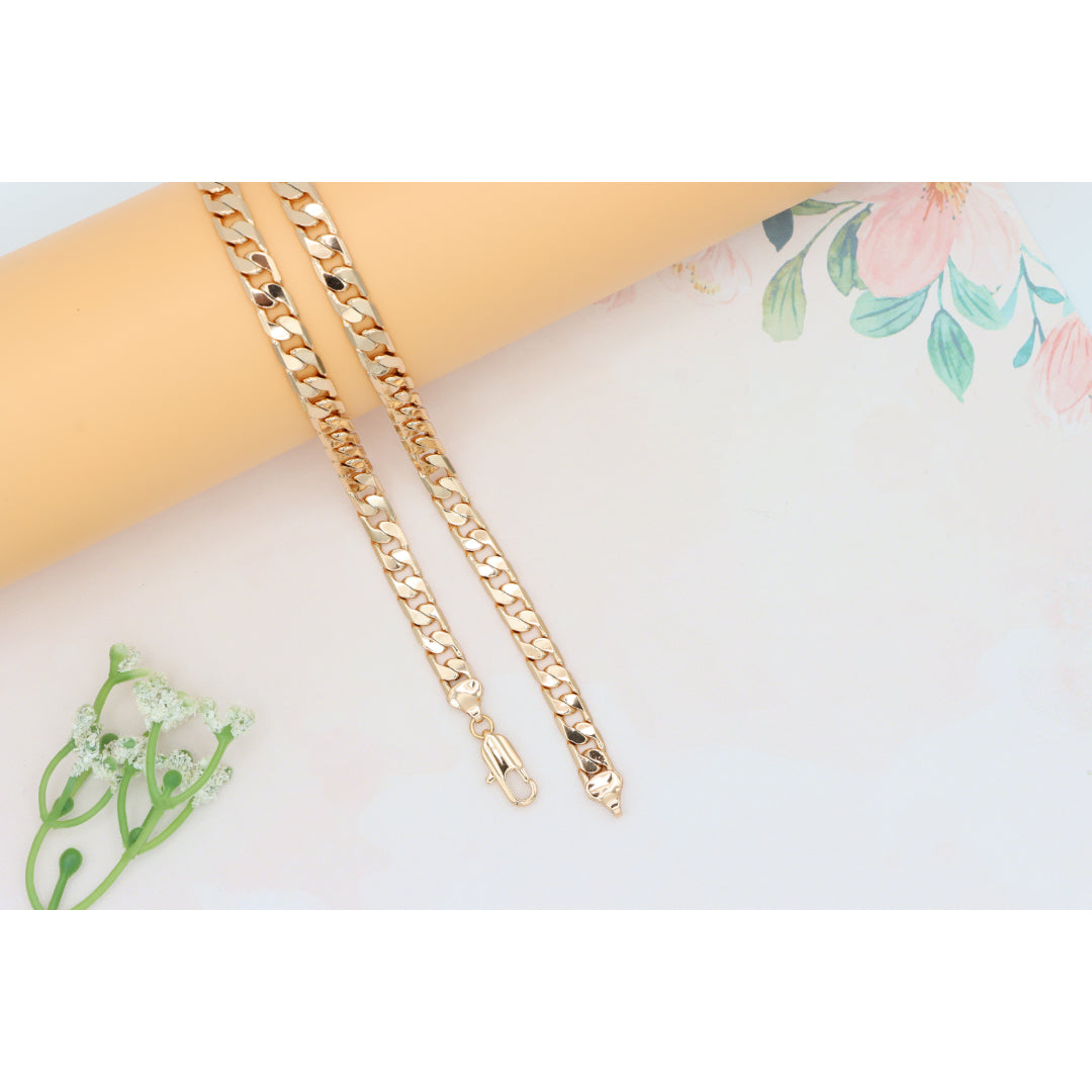 Bold Rose Gold Plated Flat Curb Chain Necklace for Women & Men, XPNL0266 (2027-6)