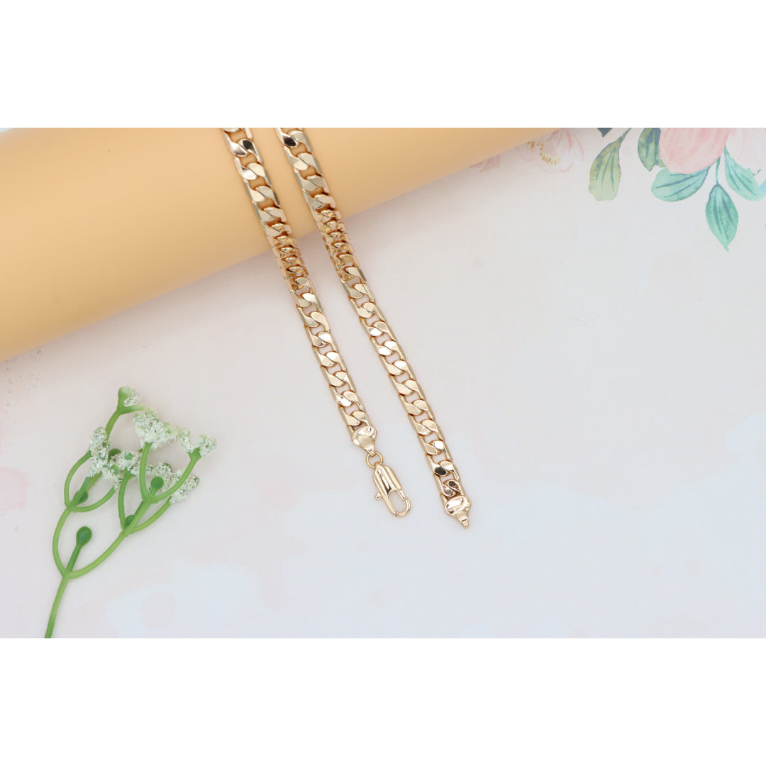 Bold Rose Gold Plated Flat Curb Chain Necklace for Women & Men, XPNL0266 (2027-6)