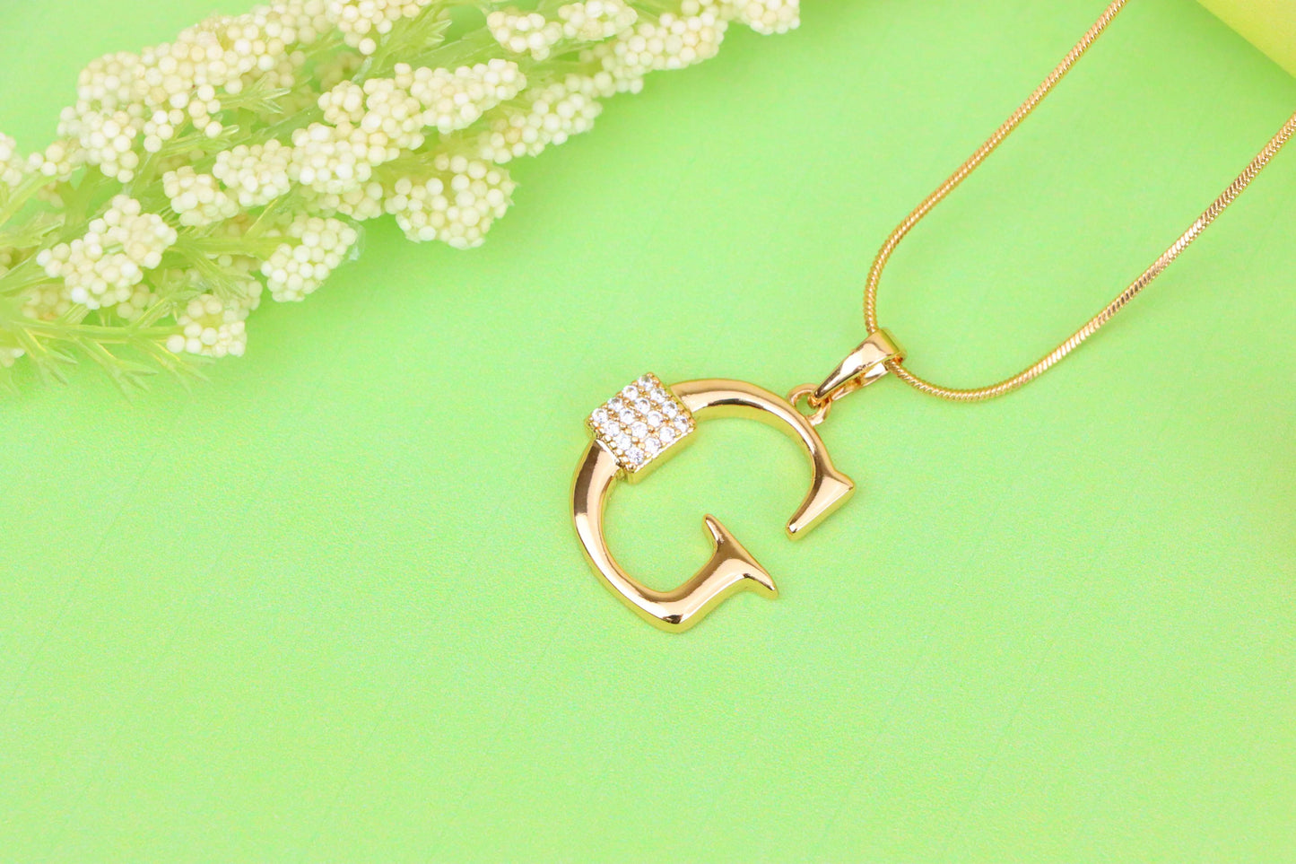 Rose Gold G Letter Pendant with Crystals for Women and Girls, XPPT1418 (2136-1)
