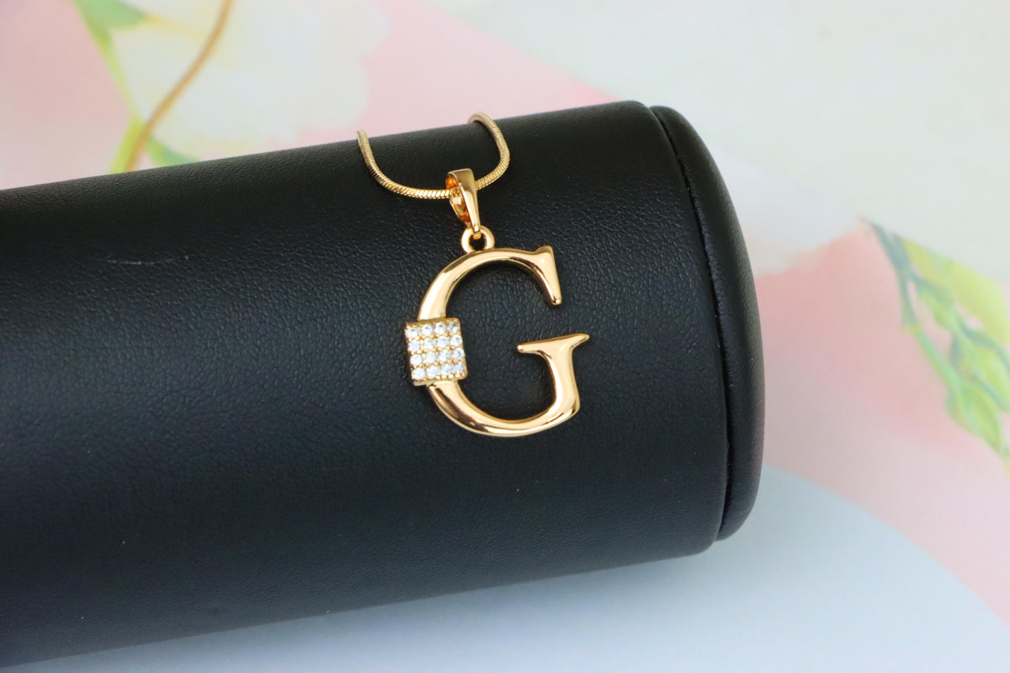 Rose Gold G Letter Pendant with Crystals for Women and Girls, XPPT1418 (2136-1)