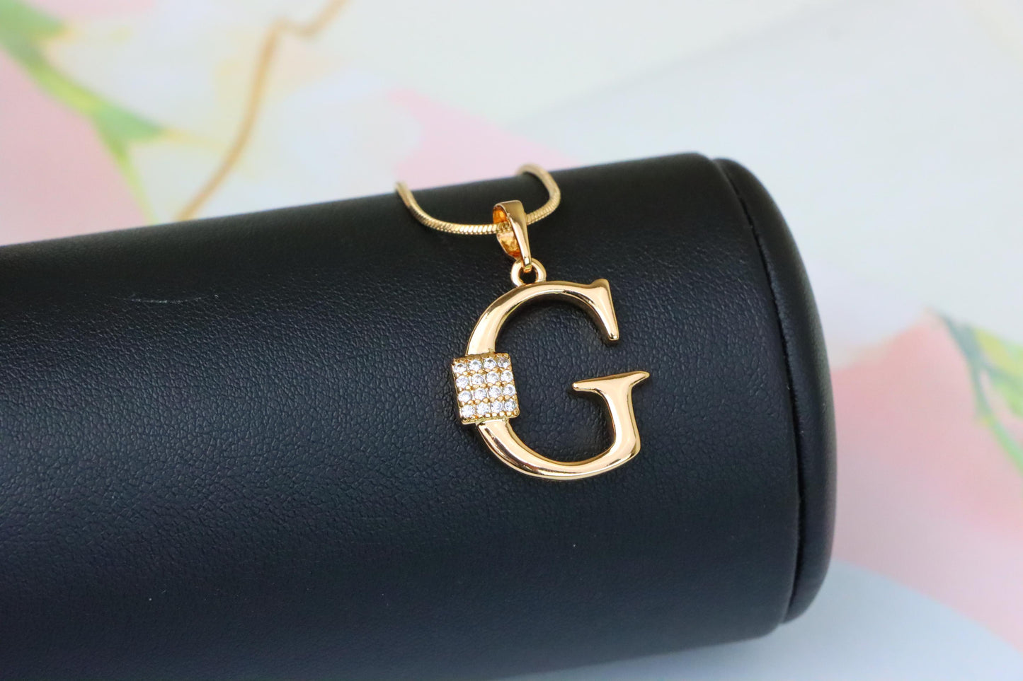 Rose Gold G Letter Pendant with Crystals for Women and Girls, XPPT1418 (2136-1)