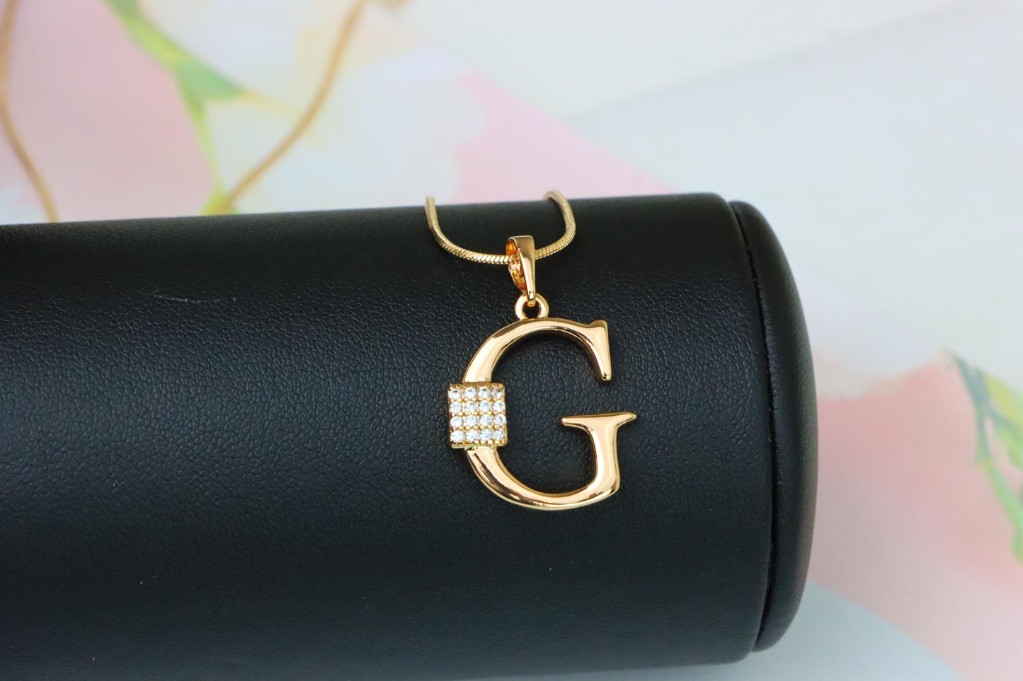 Rose Gold G Letter Pendant with Crystals for Women and Girls, XPPT1418 (2136-1)