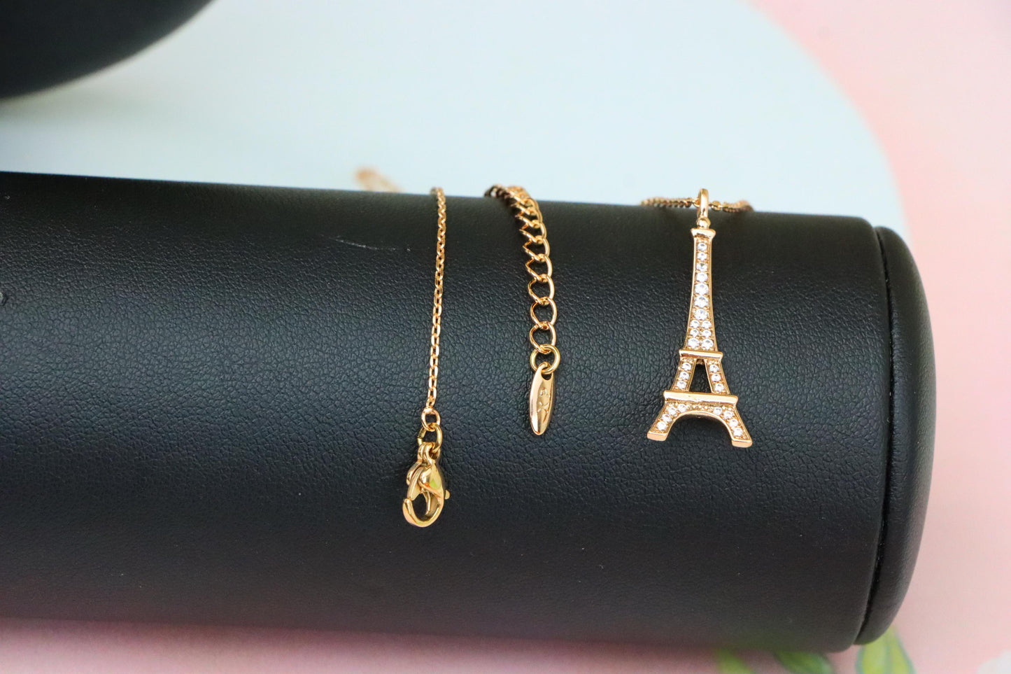Rose Gold Eiffel Tower Pendant Necklace with Sparkling Crystals, XPNL1883 (2159-6)