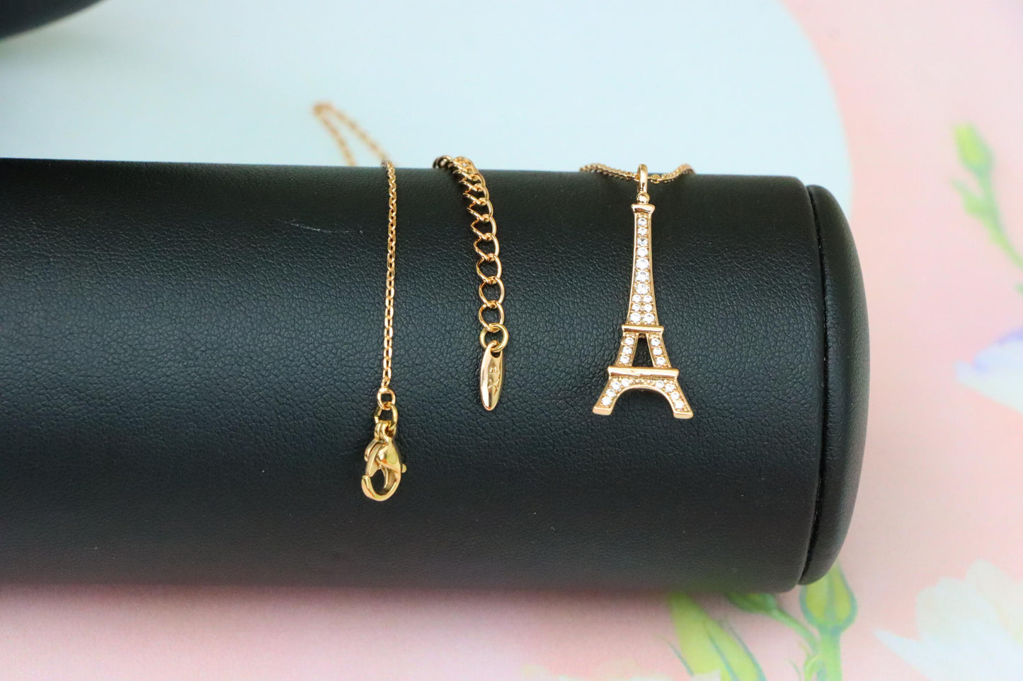 Rose Gold Eiffel Tower Pendant Necklace with Sparkling Crystals, XPNL1883 (2159-6)