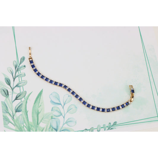 Rose Gold Tennis Bracelet with Blue & White CZ, Elegant Sparkle Look, XPBL0741 (2074-10)