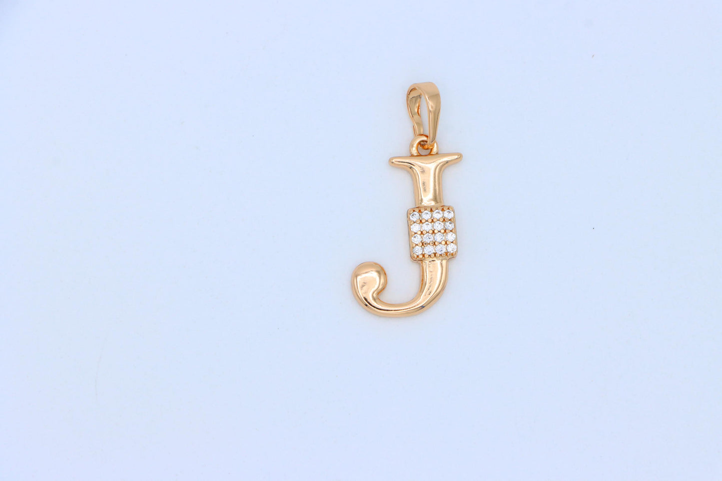 Rose Gold J Initial Pendant with Crystal Detailing for Women, XPPT1421 (2136-1)