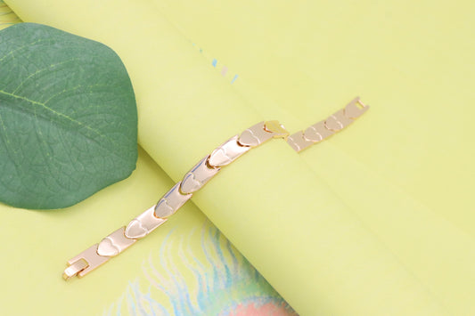 Elegant Rose Gold Heart Link Bracelet in Glossy Finish, XPBL1124 (2113-3)