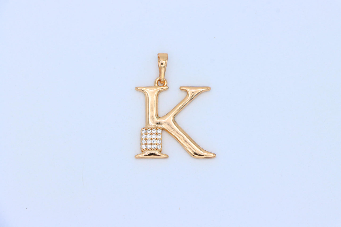 Rose Gold K Initial Pendant with Dazzling Crystal Accent Detail, XPPT1422 (2136-1)