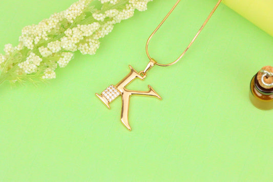 Rose Gold K Initial Pendant with Dazzling Crystal Accent Detail, XPPT1422 (2136-1)