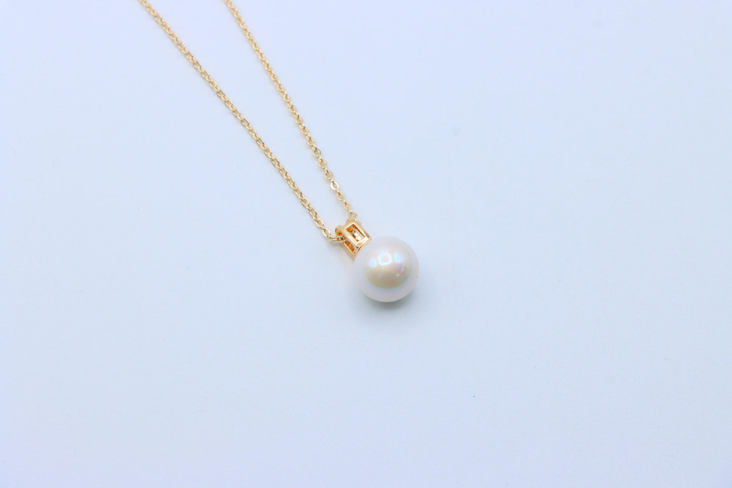 Rose Gold Necklace with Classic Pearl Pendant and Crystal Detail, XPNL1886 (2159-9)