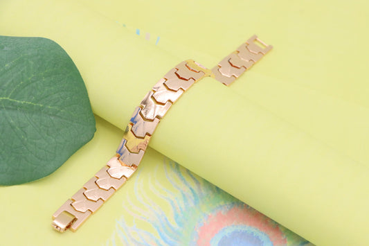 Elegant Rose Gold Plated Link Bracelet with Bold Textured Design, XPBL1125 (2113-4)