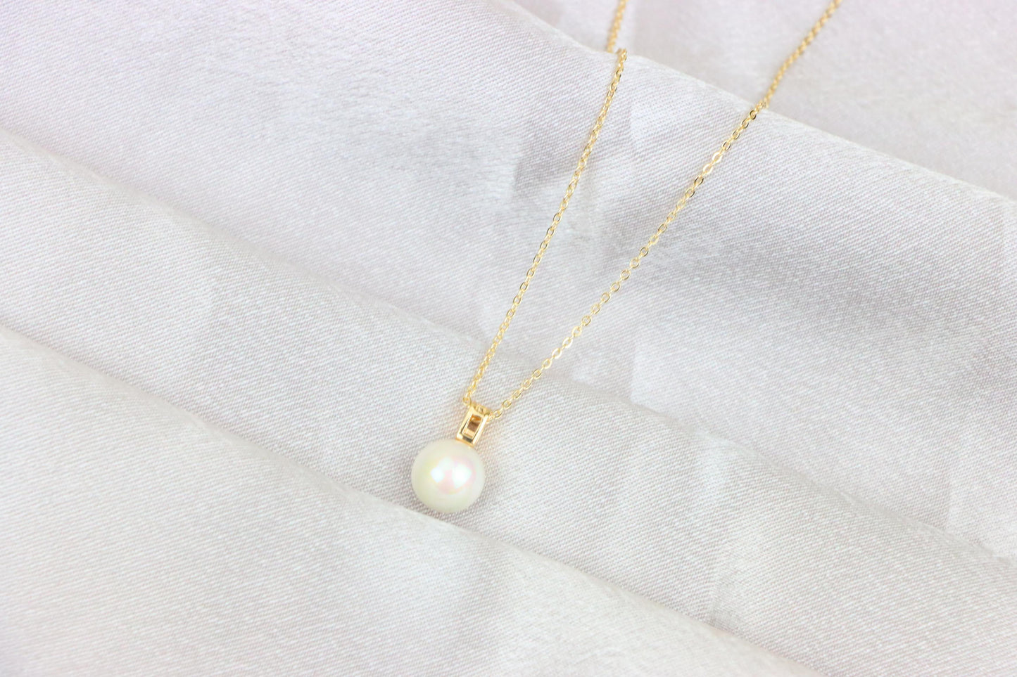 Rose Gold Necklace with Classic Pearl Pendant and Crystal Detail, XPNL1886 (2159-9)